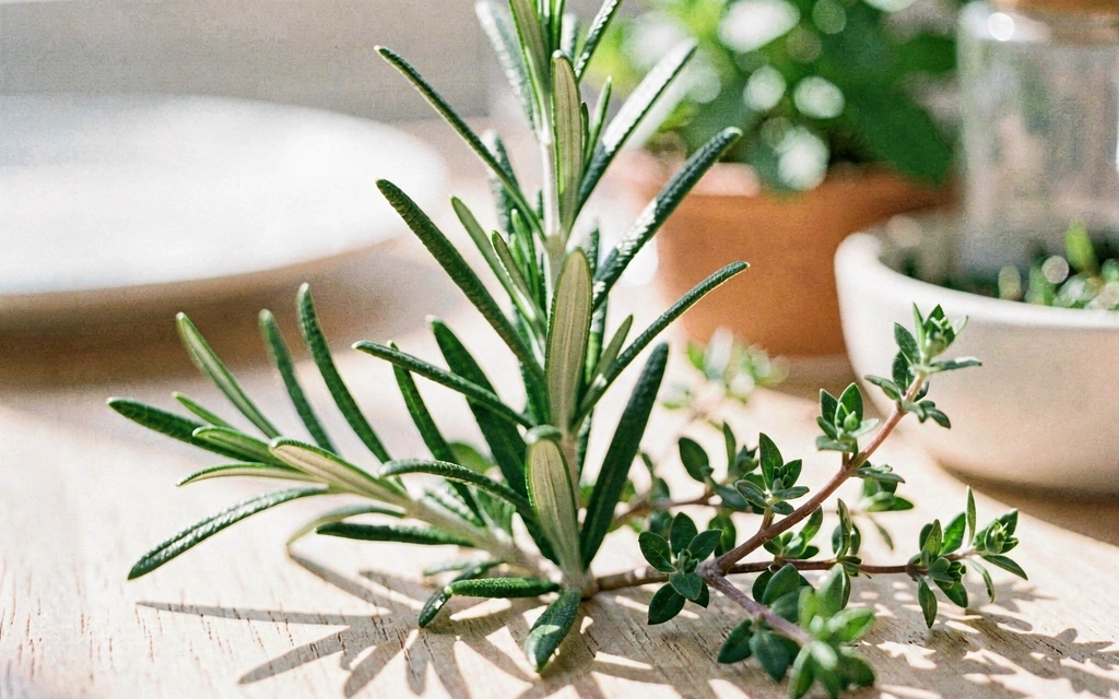 Detalle de hierbas mediterráneas frescas